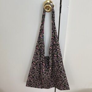 Floral Black Tote Bag